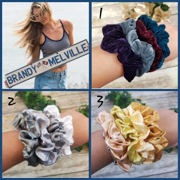 Brandy Melville Accessories - Brandy Melville Photo + 4pc Velvet Satin Scrunchie